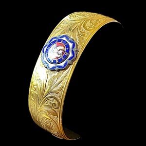 Antique Etched Masonic Symbol Cuff Bracelet Bangle